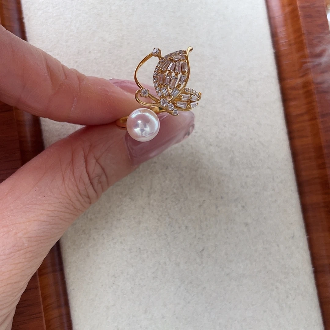 戒指银S925镶嵌海水珍珠