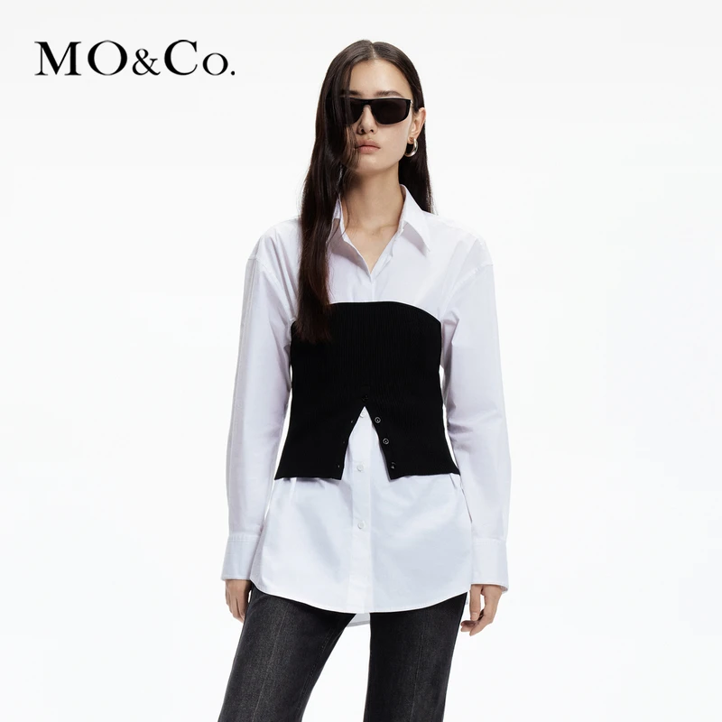 【赵老板专属】MOCO春设计感针织抹胸中性简约衬衫MBD1SHT018