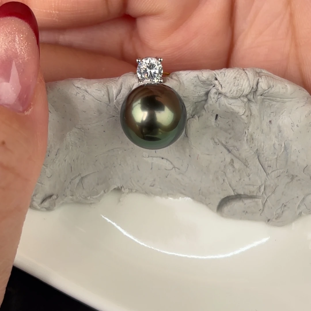 定制海水珍珠吊坠(不含链)未镶嵌11.4mm大溪地一颗