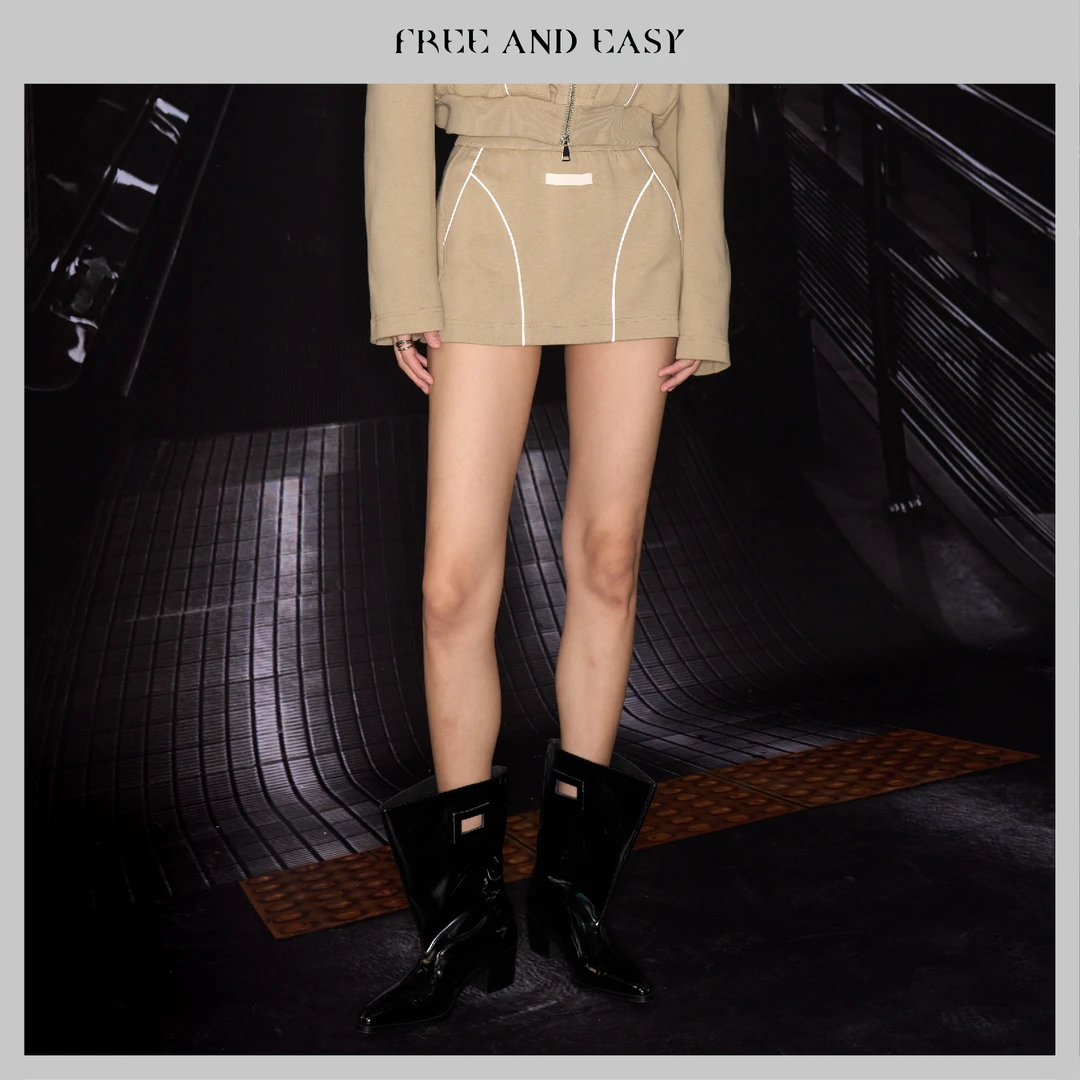 FAEfreeandeasy "西部不牛仔"反光线条mini裙 B33051