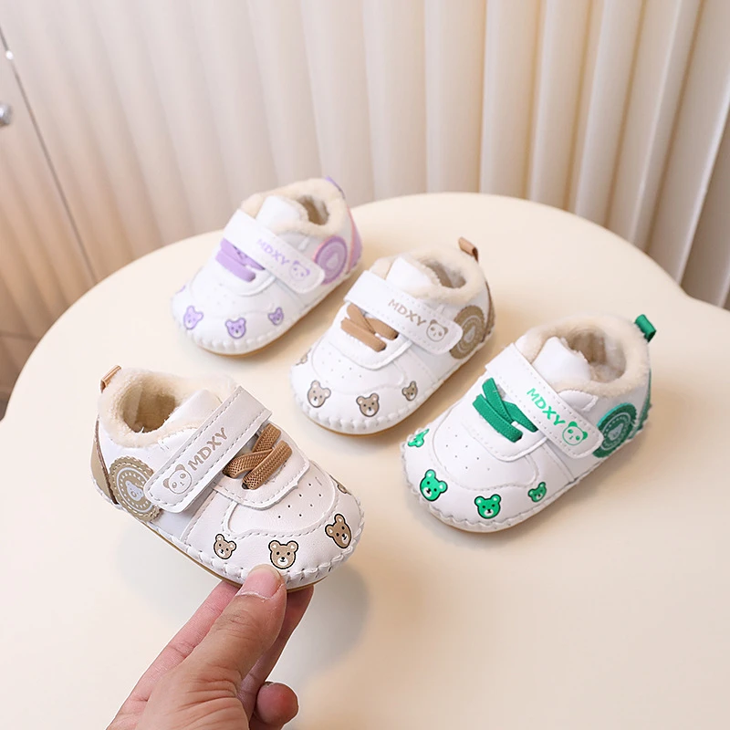 冬季加绒加厚男女宝宝鞋0-1岁半软底学步鞋卡通保暖棉鞋