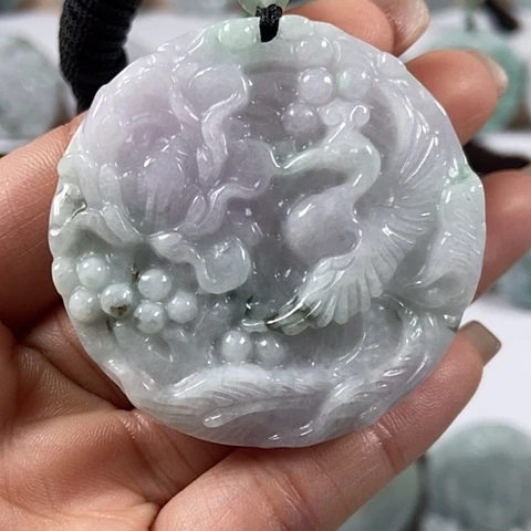 翡翠颈饰未镶嵌凤穿牡丹两面工福利