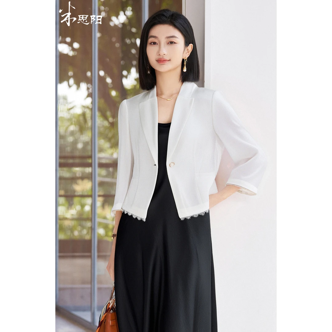 【蜜客专属】轻薄透气短外套气质高级感七分袖西装5X25BX1531