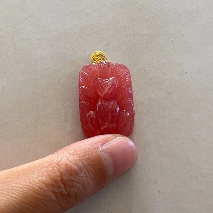 菱锰矿（红纹石）吊坠(不含链)18K金镶嵌