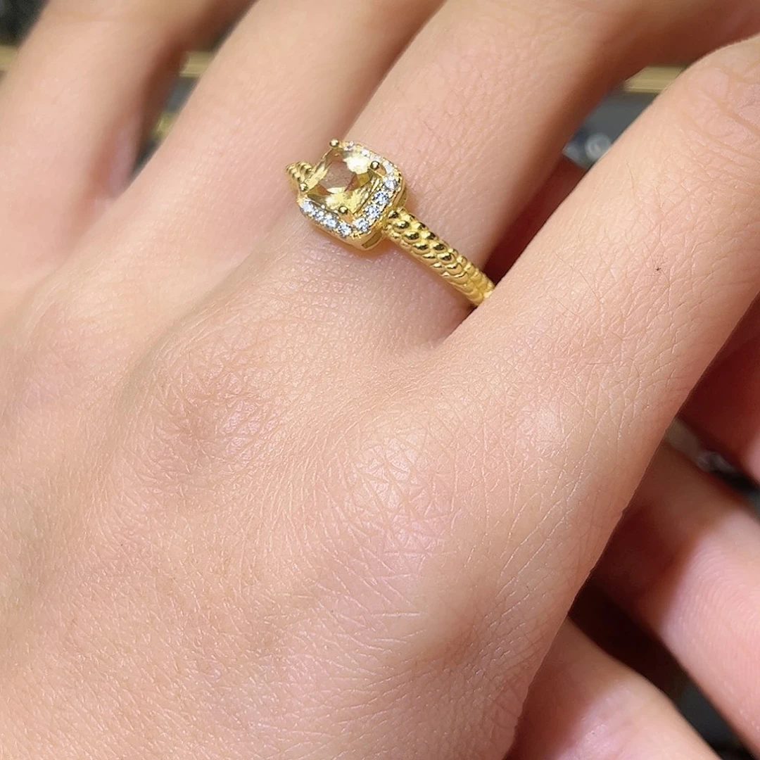 黄晶戒指银S925镶嵌111111