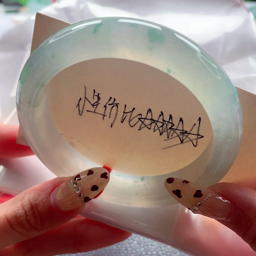 翡翠未镶嵌手镯56 起光起胶清新淡雅 灵