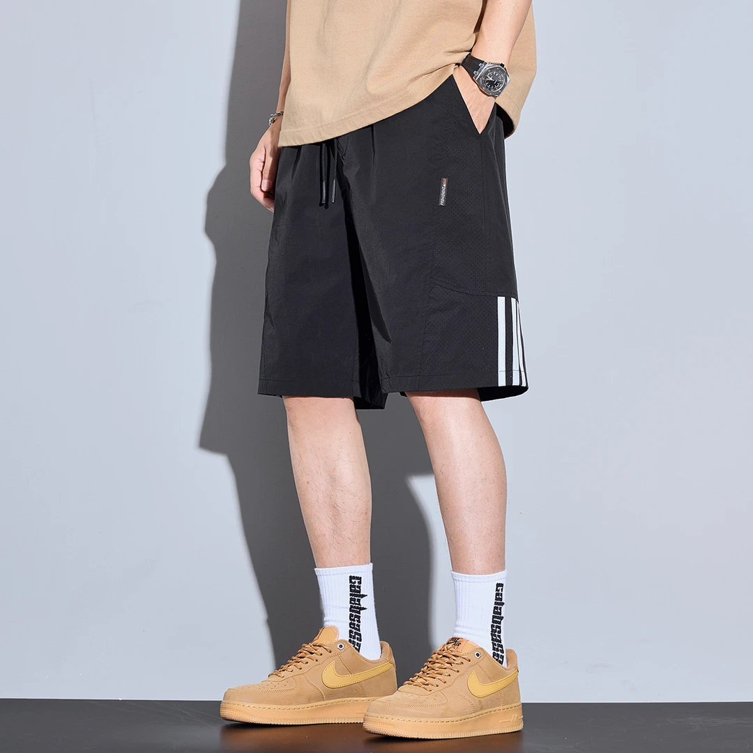 Kuvine夏季网眼透气运动百搭宽松休闲短裤男抽绳薄款速干五分裤