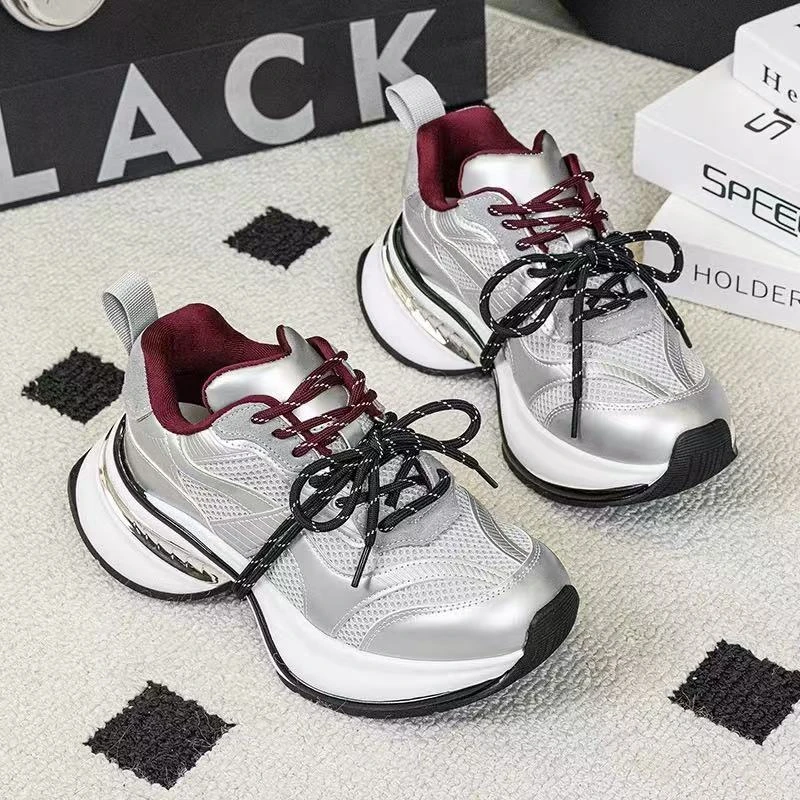 【杨超越同款】系带拼色时尚休闲鞋女鞋网面春季潮鞋女士女生潮流