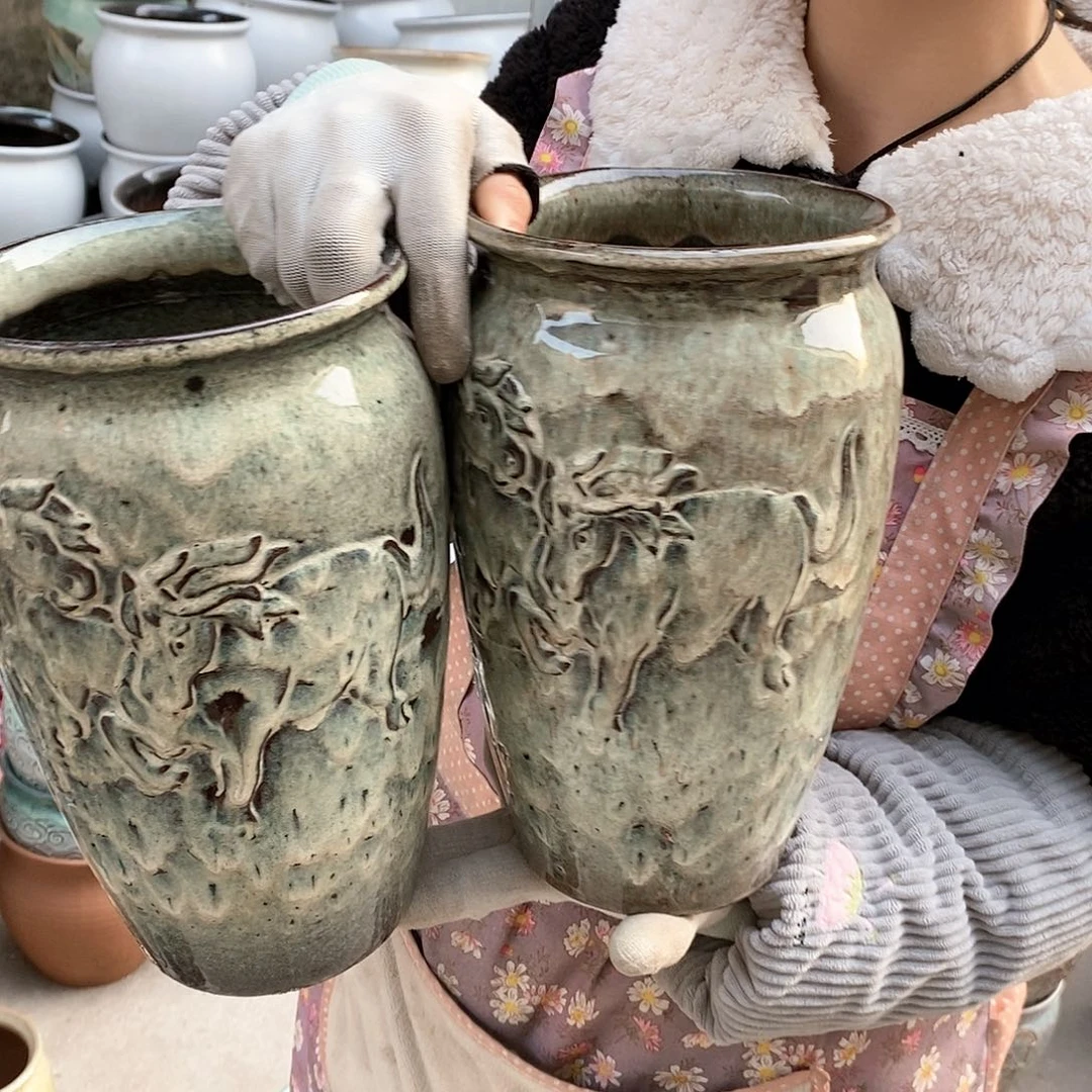 紫砂花盆瑕疵口15高25瑕疵