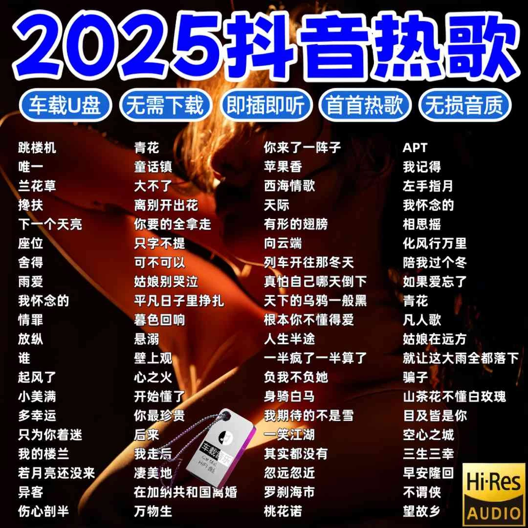 流行歌曲2025最火完整版车载u盘抖音热门网红新歌无损音质mp3/4