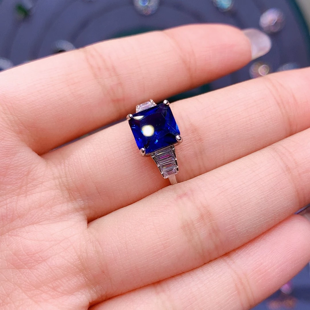 蓝宝石戒指银S925镶嵌