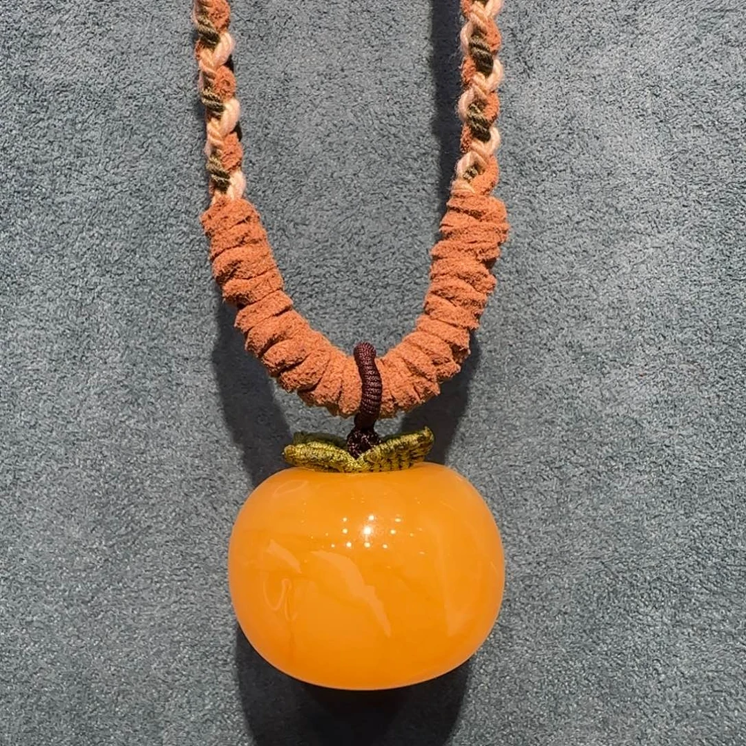 琥珀未镶嵌裸石蜜蜡柿子毛衣链