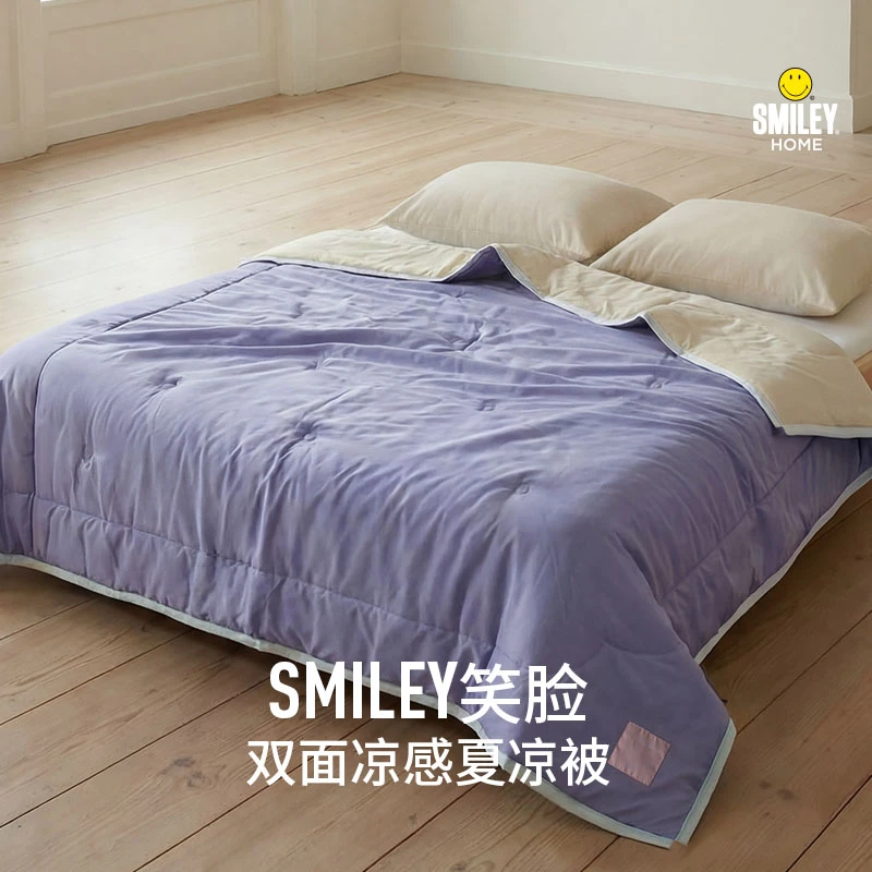 SMILEY笑脸双面凉感蚕丝夏凉被冷感被透气亲肤夏凉被空调被双人