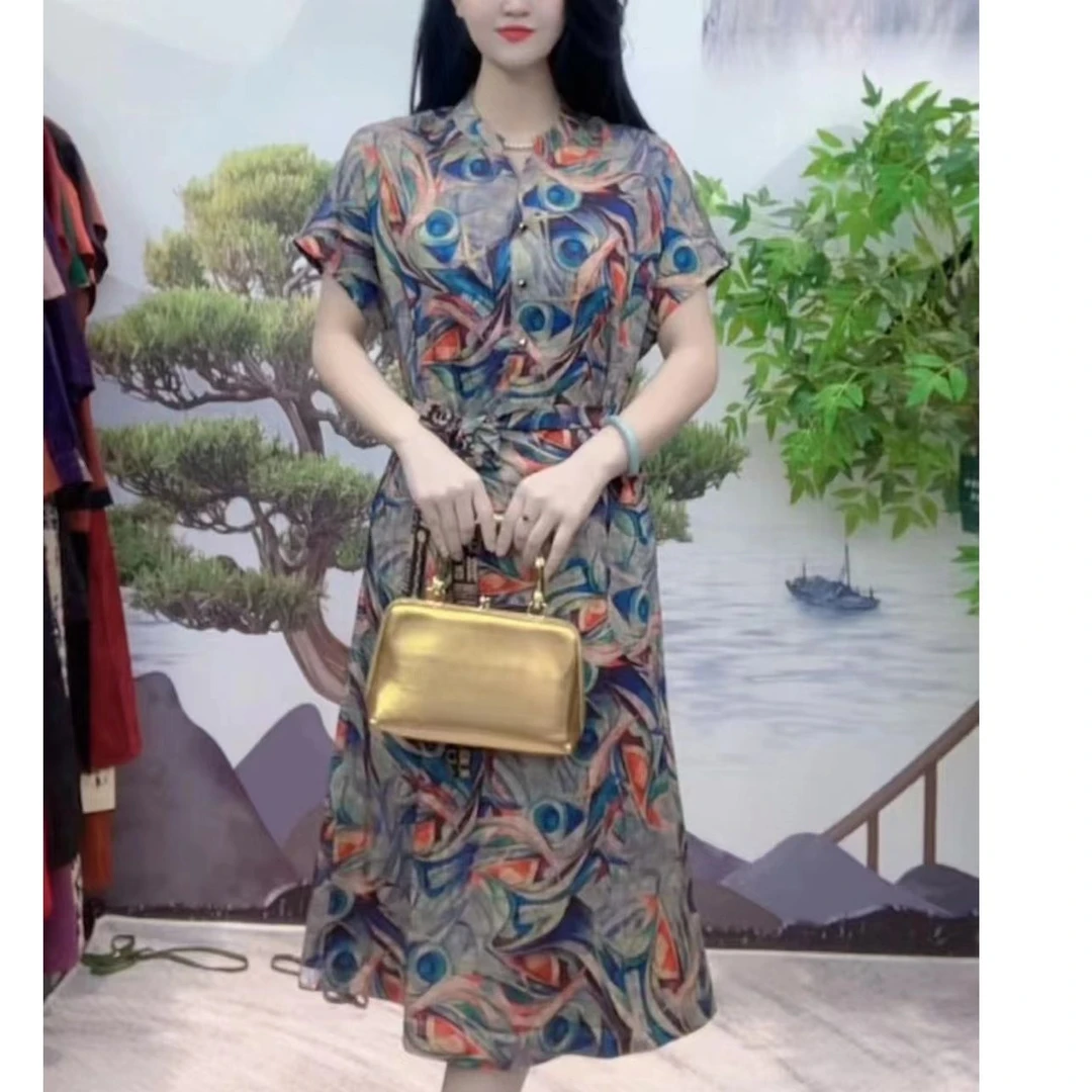 8659-37油彩艺术画+黑色小方块双面穿连衣裙