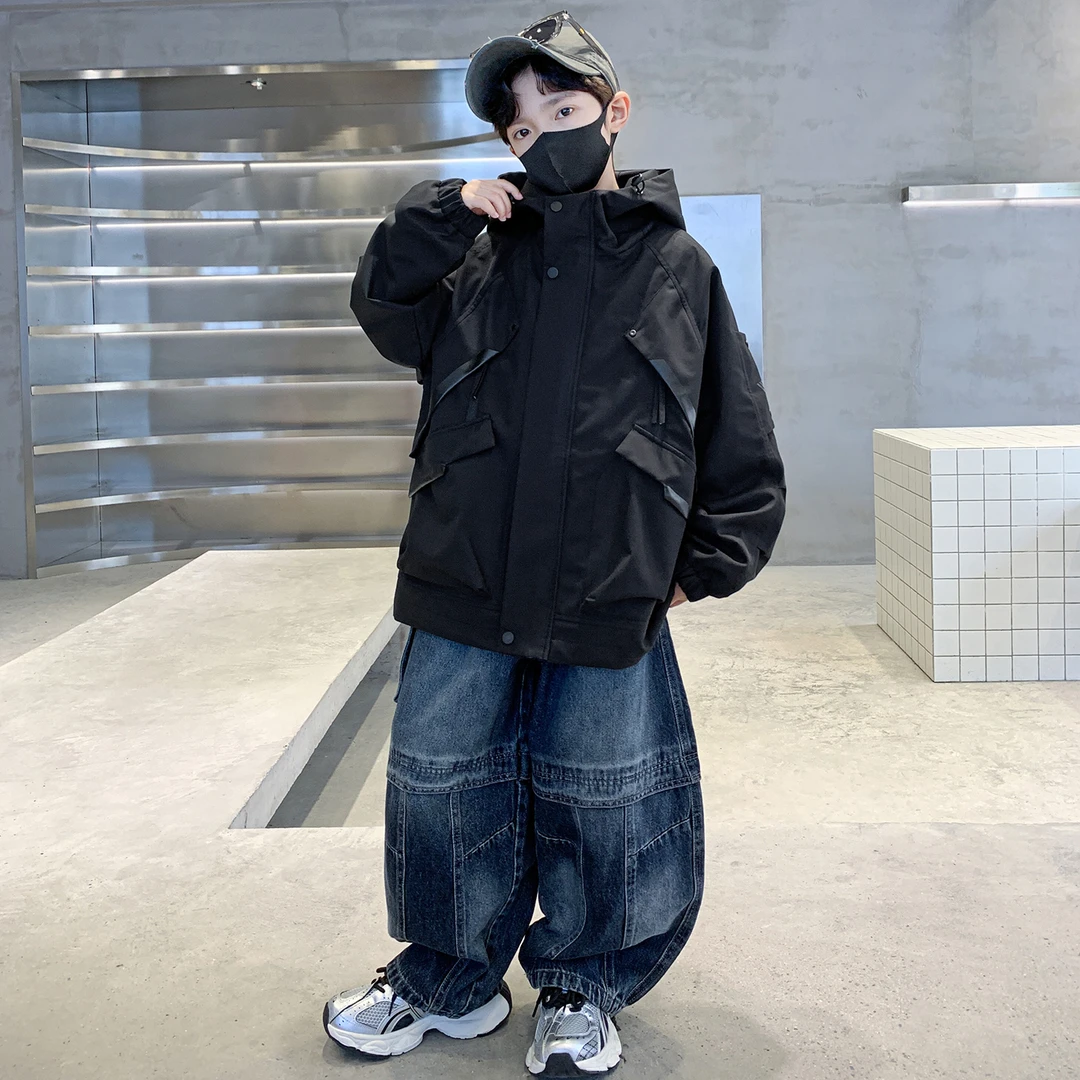 男童外套春秋款2025新款中大儿童时髦帅气风衣韩版秋季工装冲锋衣
