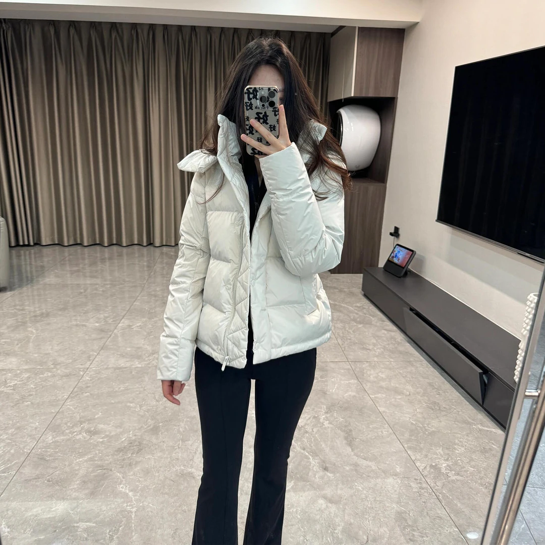 白色短款羽绒服女韩版2025冬季新款小个子90白鸭绒加厚面包服外套