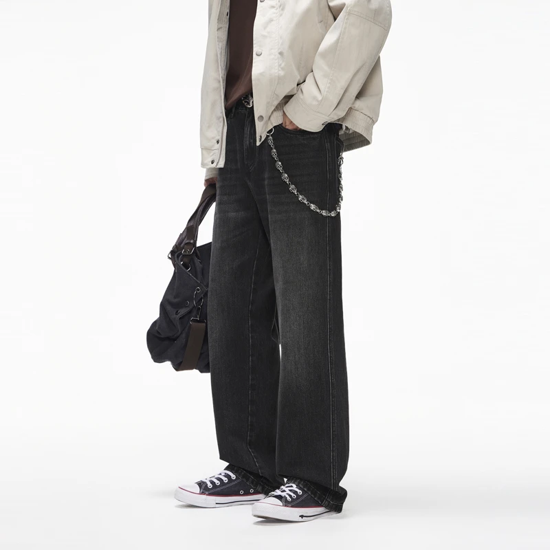 Cebrodz秋季新款美式复古水洗牛仔裤男潮牌宽松直筒百搭阔腿长裤