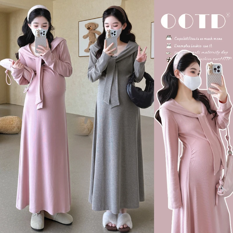 孕妇秋装连衣裙2025新款孕期高级感穿搭遮肉显瘦裙子早秋款长裙女