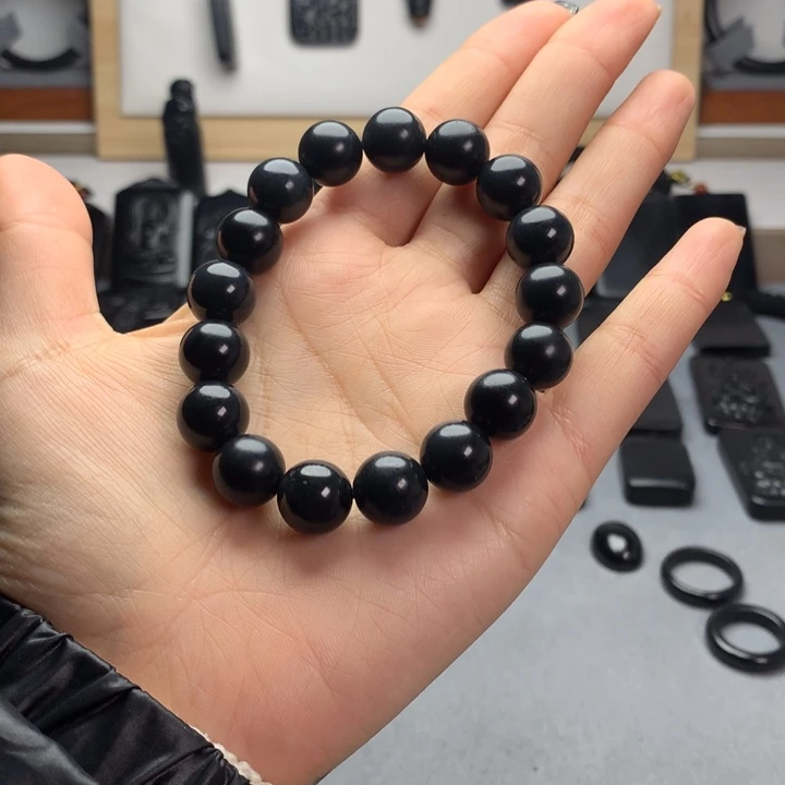 和田玉（墨玉）未镶嵌手串特价12mm