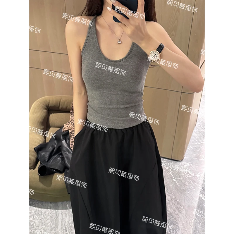 熙贝薇5 新款东大门可外穿磨毛美背工字带胸垫背心吊带 G5202