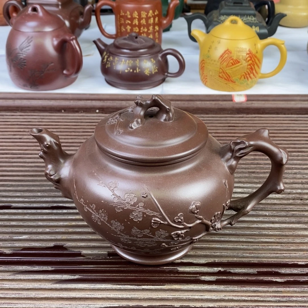 紫砂茶壶白1 梅报春