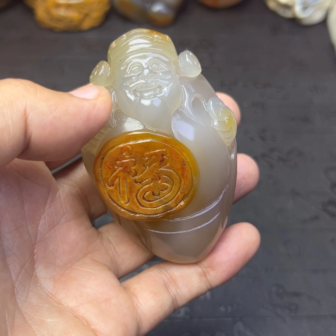 用***8玛瑙/玉髓未镶嵌时尚潮流手把件吊坠