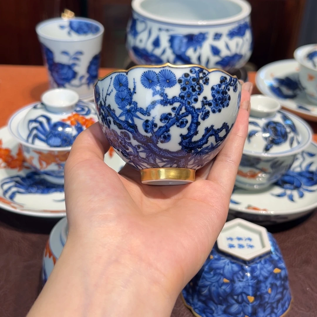 青花雯华堂手绘杯杯