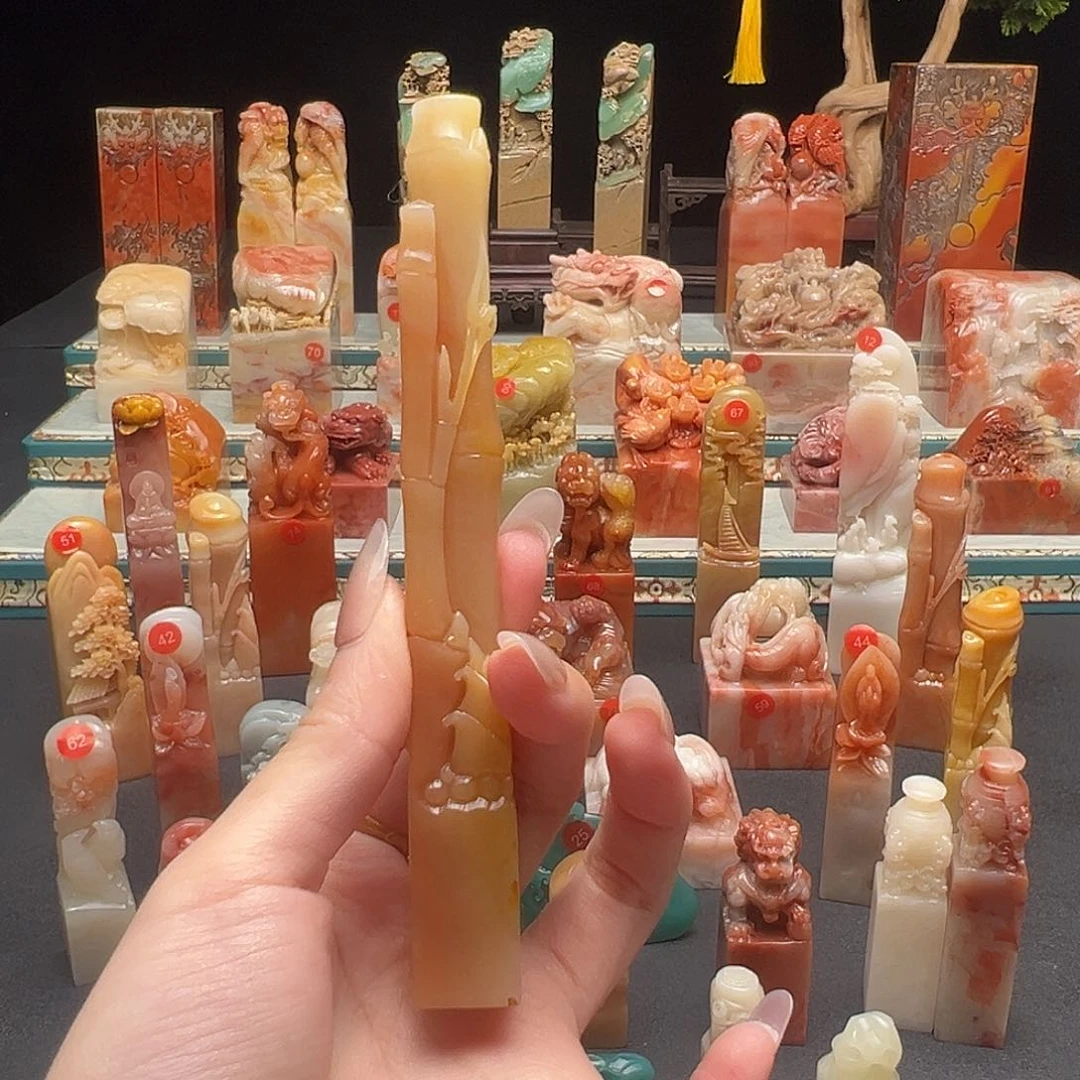 寿山石印石酷***钱手工制作
