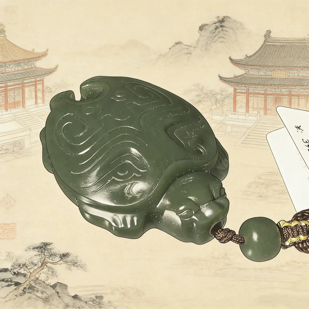 【和田玉·塔青·龙龟】苏工仿古吊坠（苏州发货·基地质检）