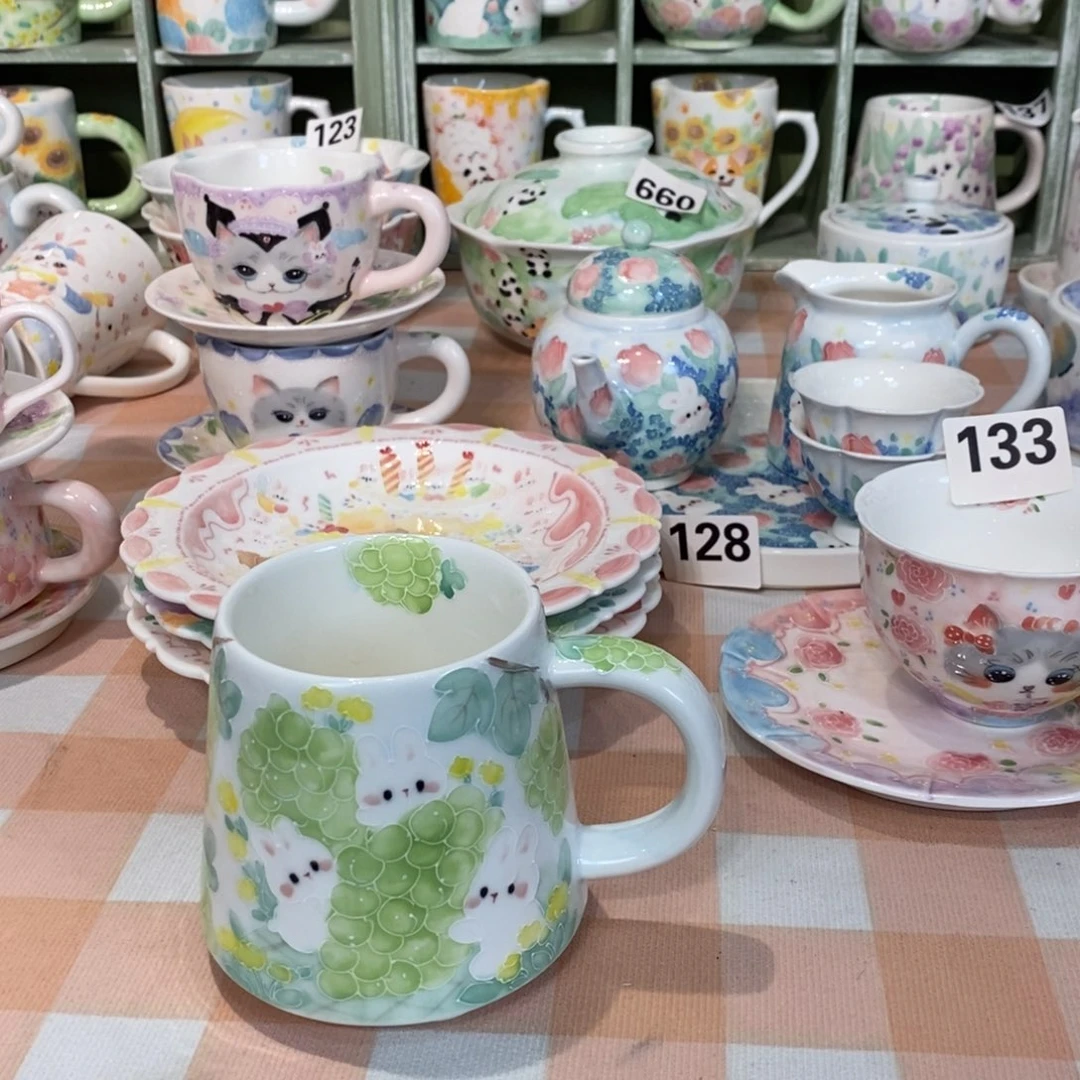 瓷片漱****盐葡萄兔子马克杯福利