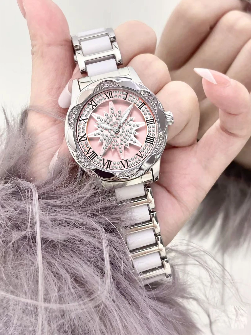 【旋转太阳花/粉】法国注册品牌CHALAEL轻奢气质镶钻防水女士腕表C