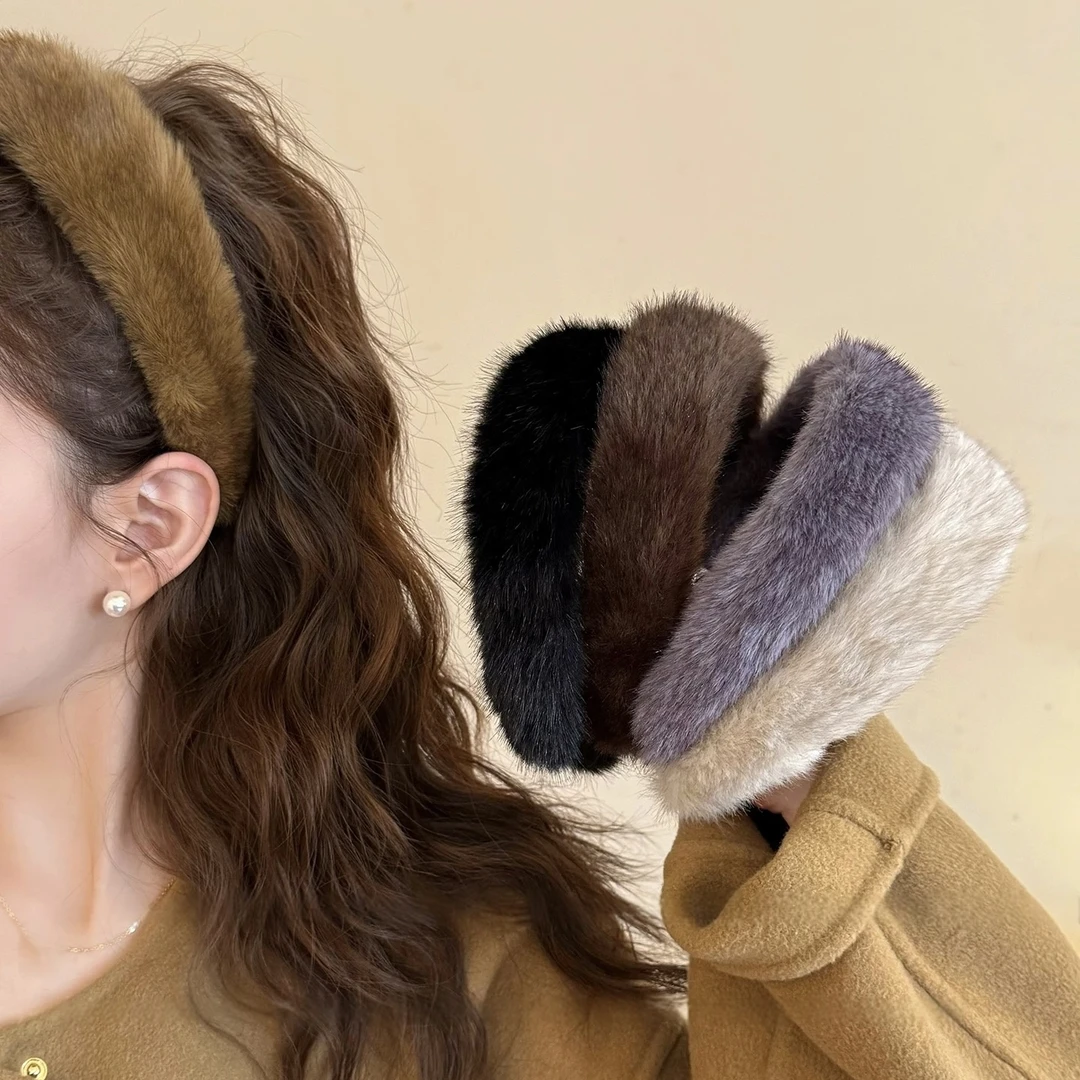 秋冬韩系宽边毛绒发箍加宽加厚增高颅顶头箍女气质高级感发饰头饰