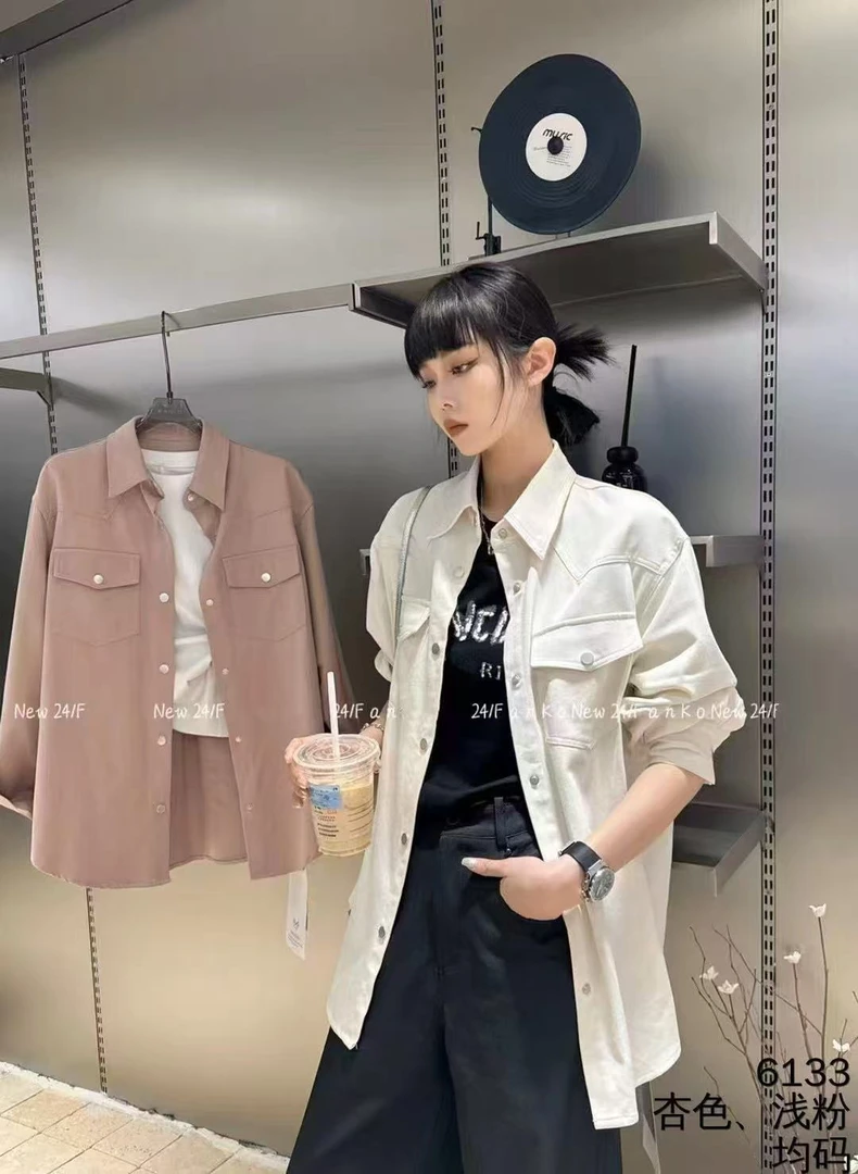 【6133】嘉#休闲百搭宽松衬衫上衣