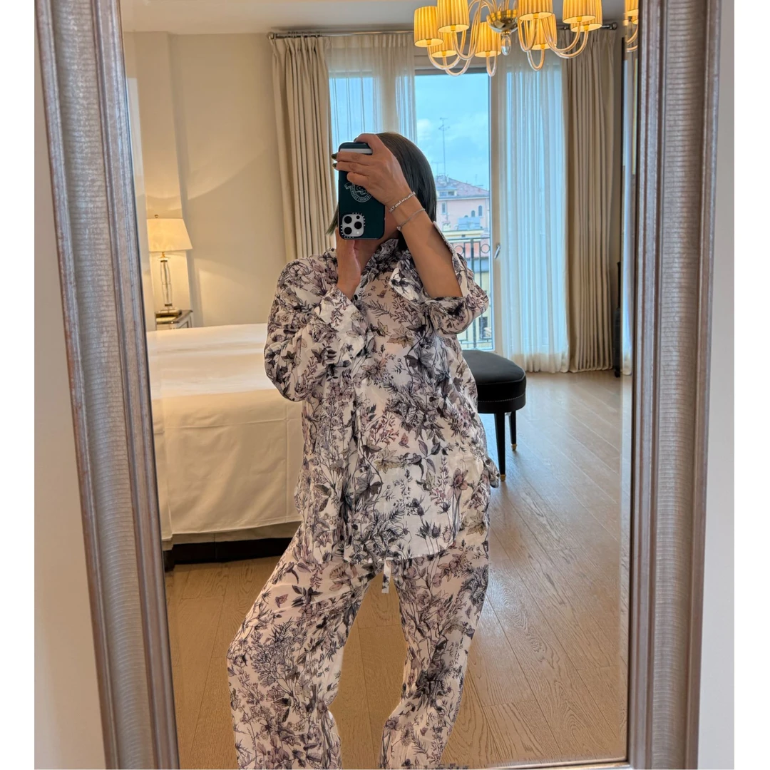 COCOLINDA | ’花园系列‘100%棉法式慵懒度假风居家服衬衫K3461