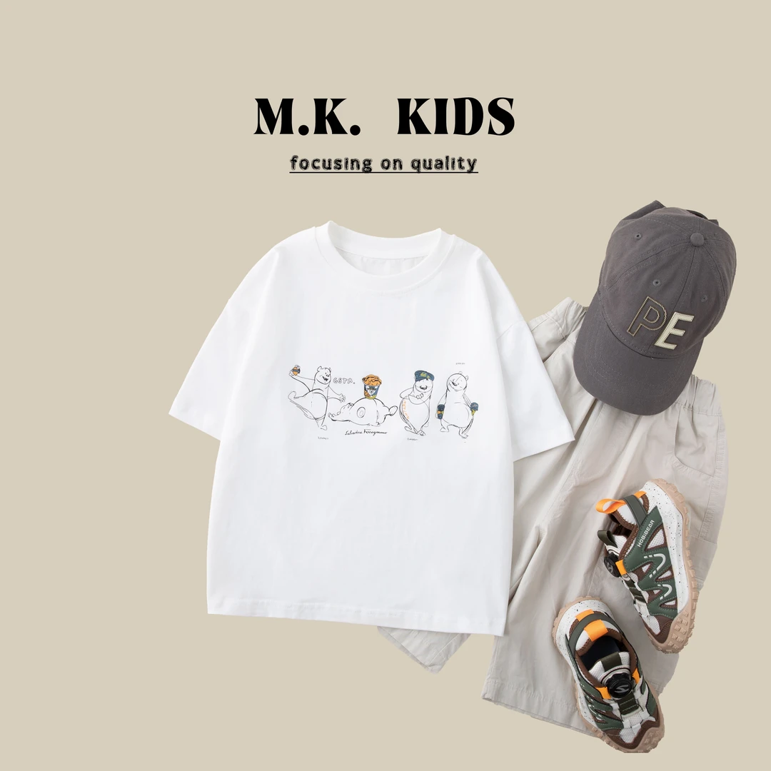 现货儿童夏款短袖T恤2025新款男童潮流时尚卡通T恤BX1997华子童装