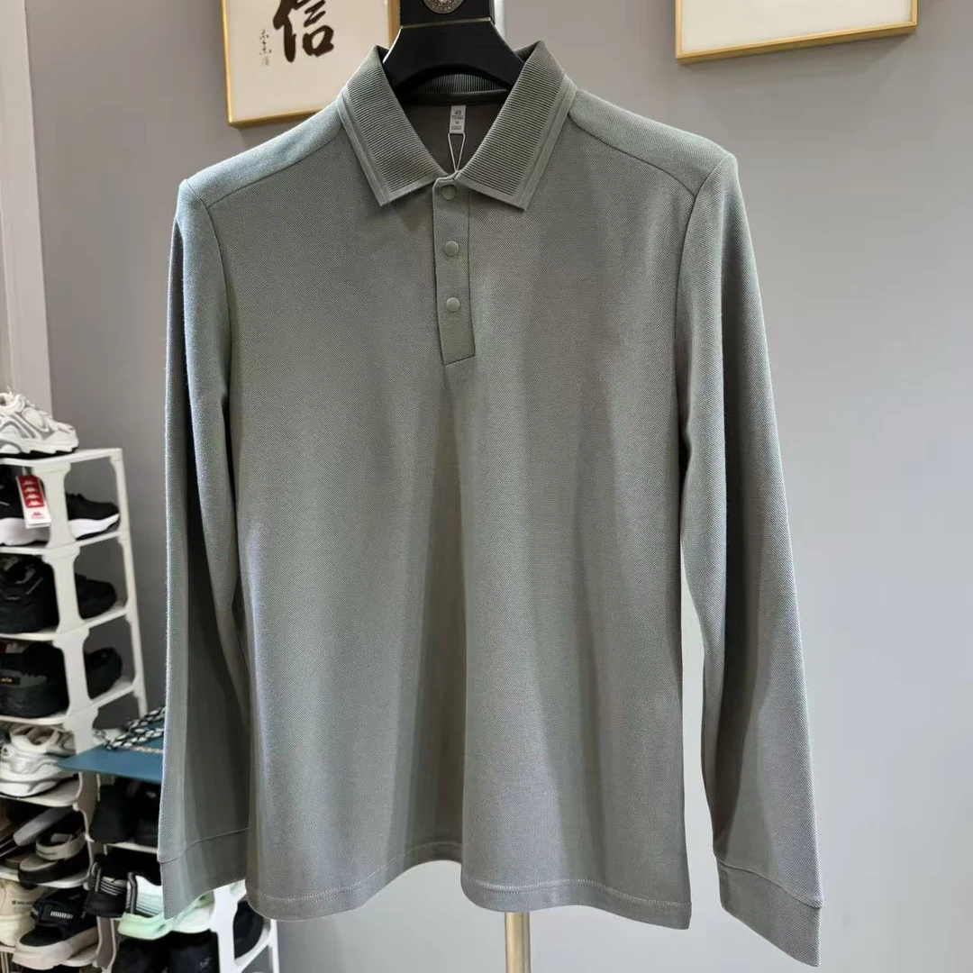 茑平替 男士春秋户外高端混纺透气舒适休闲商务长袖打底衫polo衫