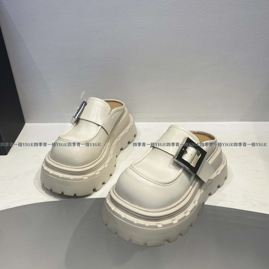 YG 时尚厚底包头半拖2025春夏新款小个子增高显瘦懒人拖