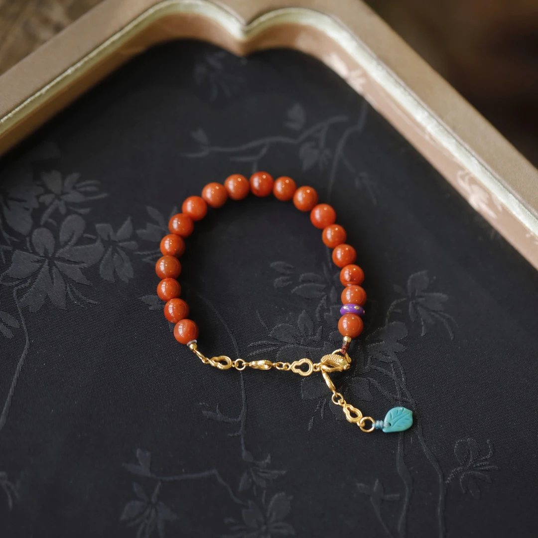 麦麦【予棠】天然南红+松+925 手链 多样性发货q