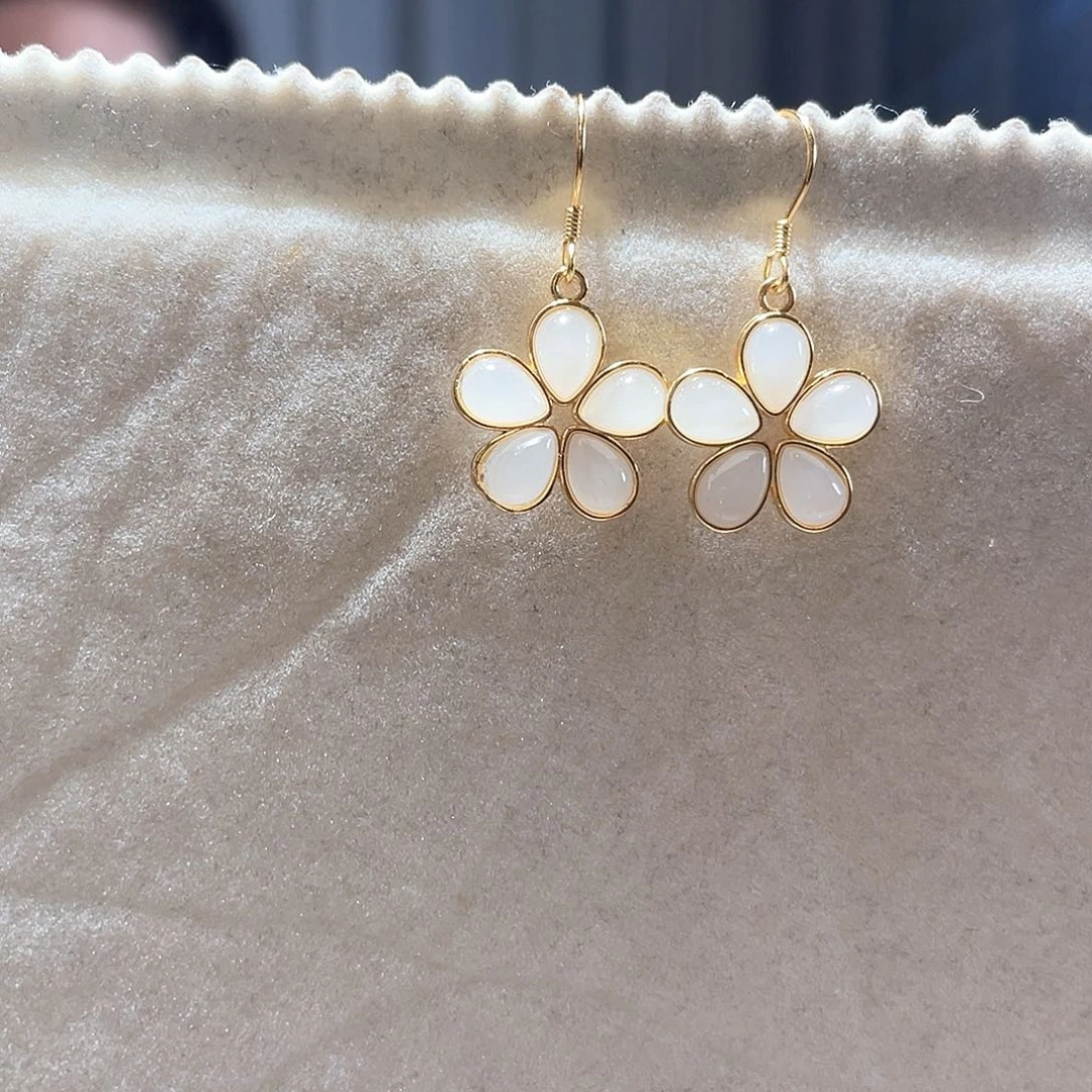 和田玉银S925镶嵌耳饰大气款