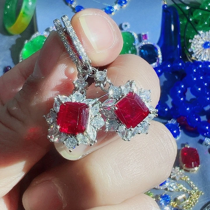 钨金红色蓝色满钻镶嵌