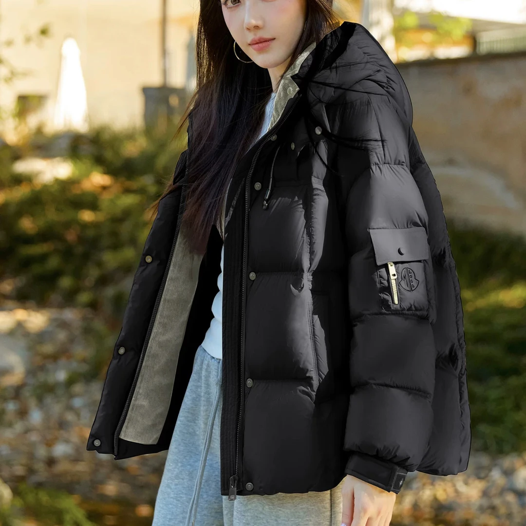 羽绒服女连帽加厚保暖95白鸭绒外套2025冬季时尚休闲面包服上衣