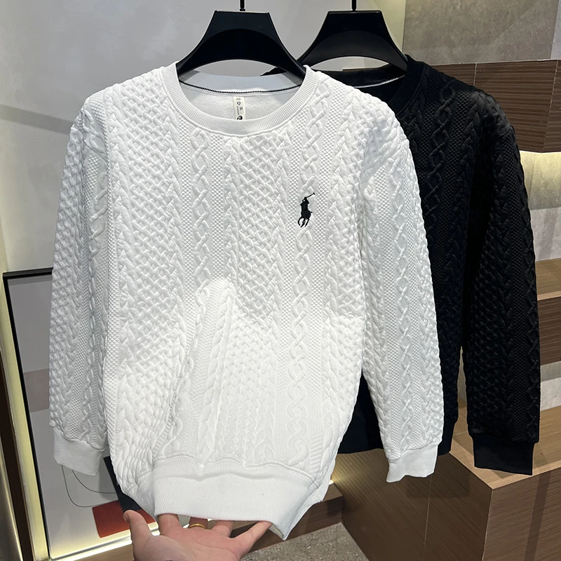 2025秋冬男士新款时尚百搭圆领卫衣休闲简约刺绣潮服男装