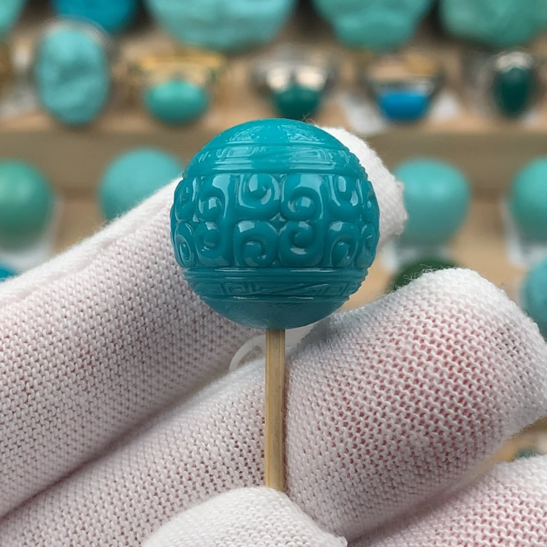 绿松石配饰未镶嵌回纹卡17.8