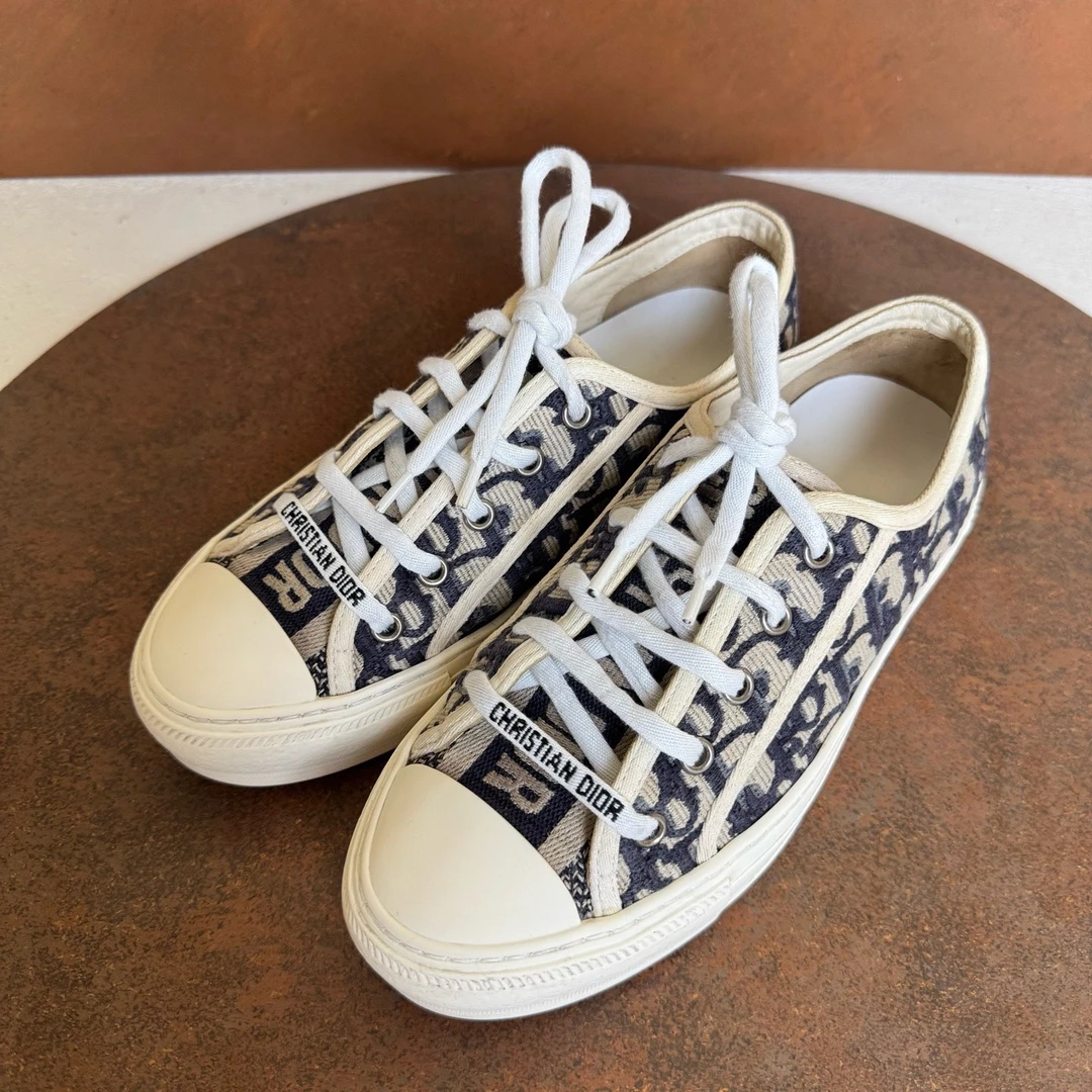 99新 DIOR/迪奥 迪奥/Dior/蓝色满印板鞋/36.5码