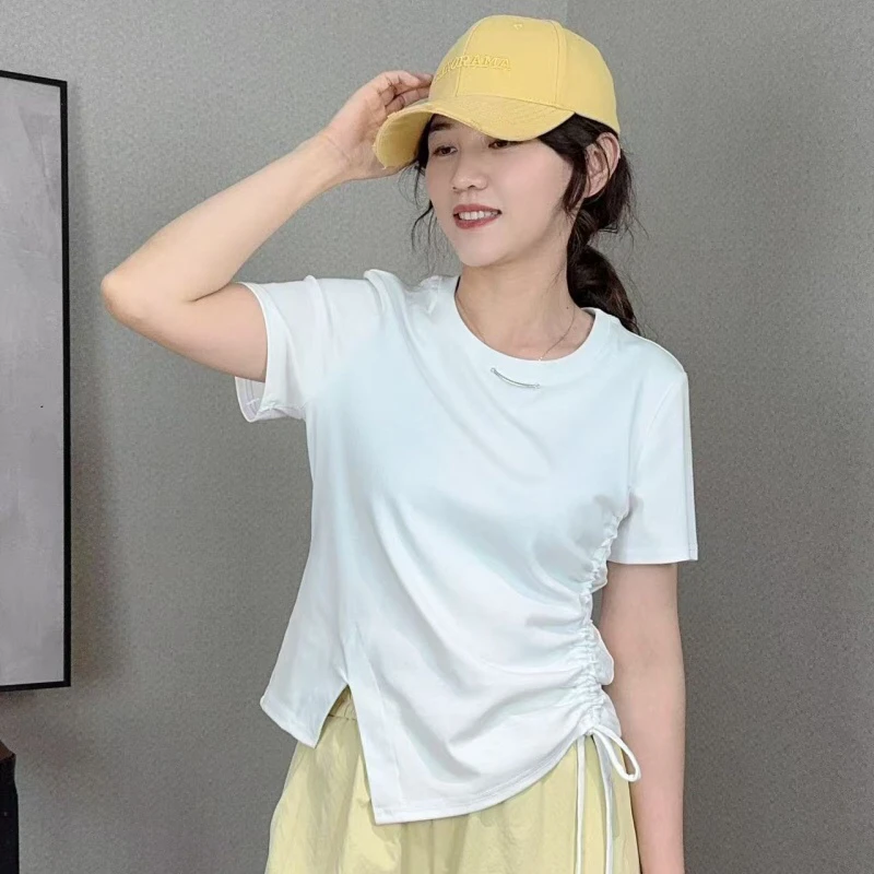 2025抽绳显瘦短款T恤3112