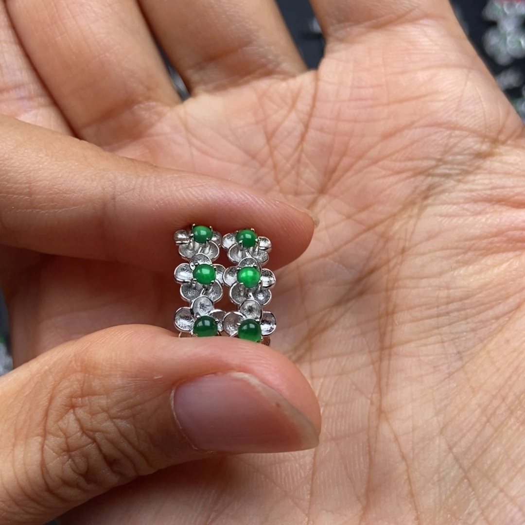 风***香翡翠银S925镶嵌耳饰