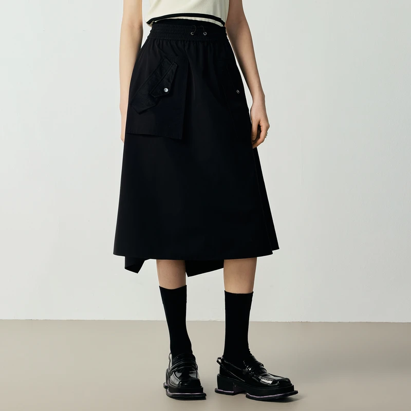 H·GENTEEL荷高23新秋女工装口袋酷飒时髦A形中长半裙GCD31700542