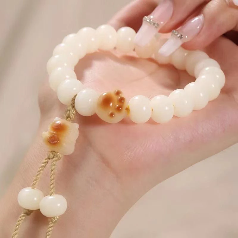 聚雅阁【财猫白玉】白玉菩提单圈