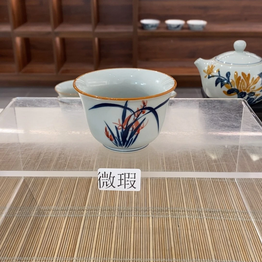 微瑕釉下彩纯手绘手工绘制