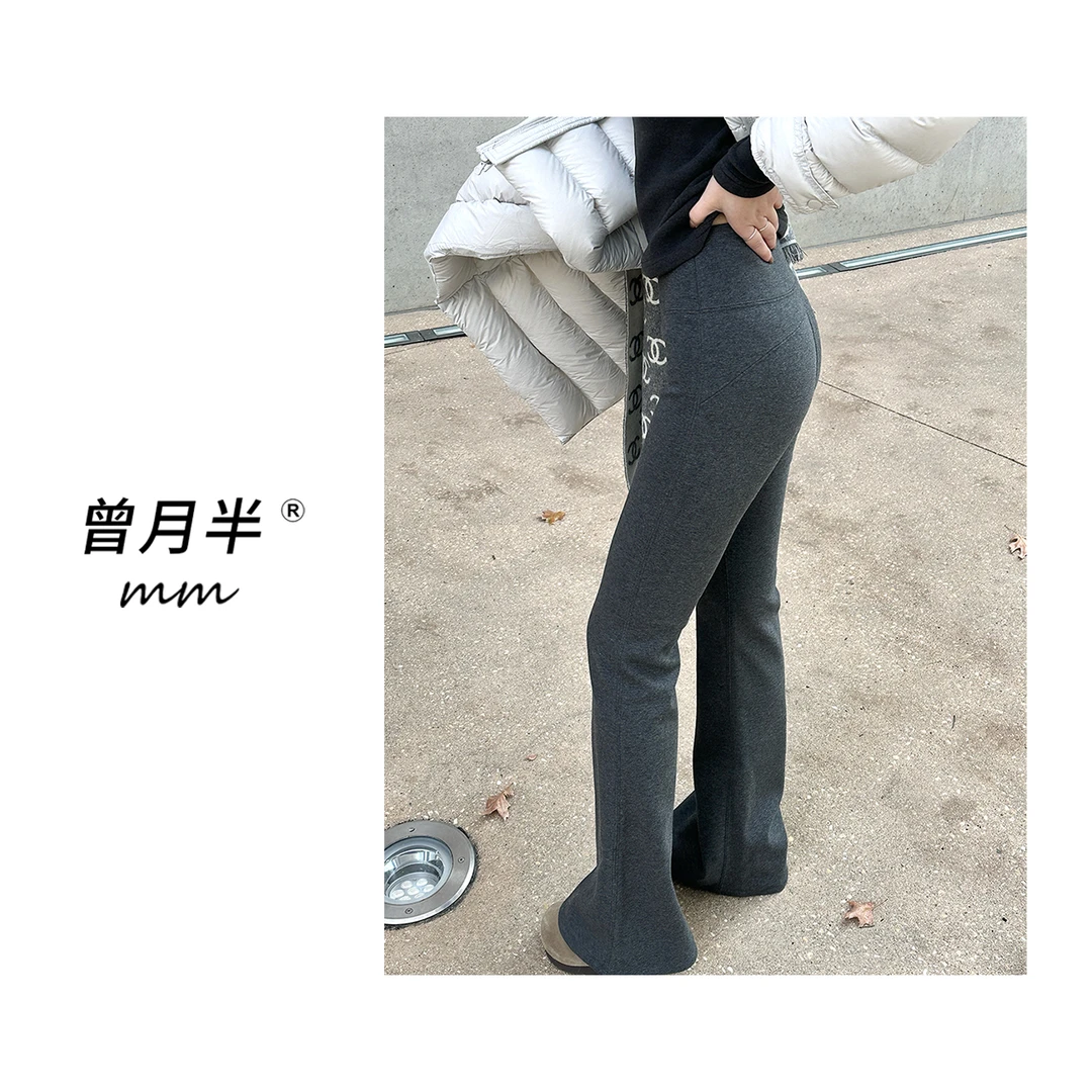 曾月半《魔力微喇裤》加绒宽腰头弹力修身显瘦瑜伽微喇裤！ZK511